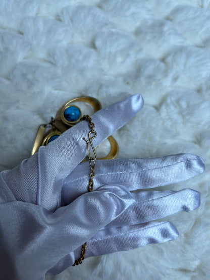 Jolie collier vintage fantaisie doré et pierre turquoise