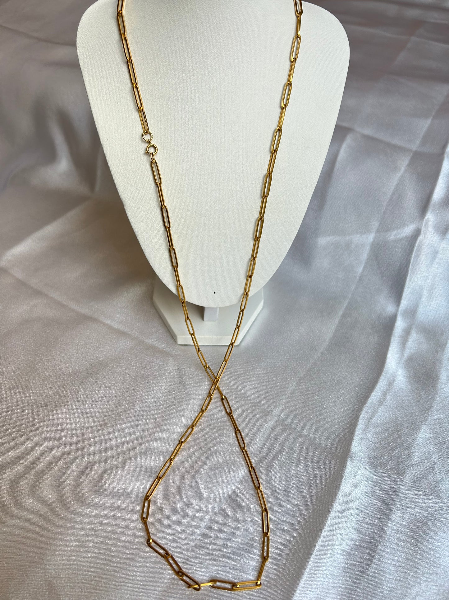 Collier sautoir vintage mailles rectangles doré