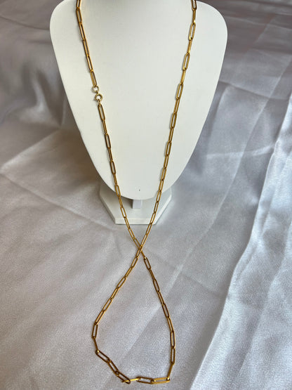 Collier sautoir vintage mailles rectangles doré