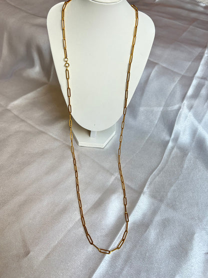 Collier sautoir vintage mailles rectangles doré