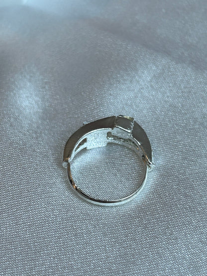 Bague vintage argenté taille ajustable et strass