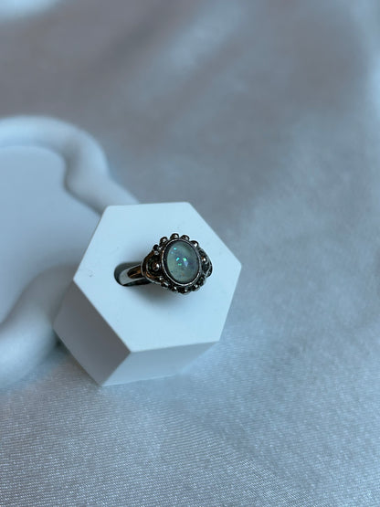 Bague vintage galaxy argenté brillant taille ajustable