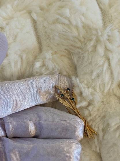 Splendide broche en plaqué or épis de blé