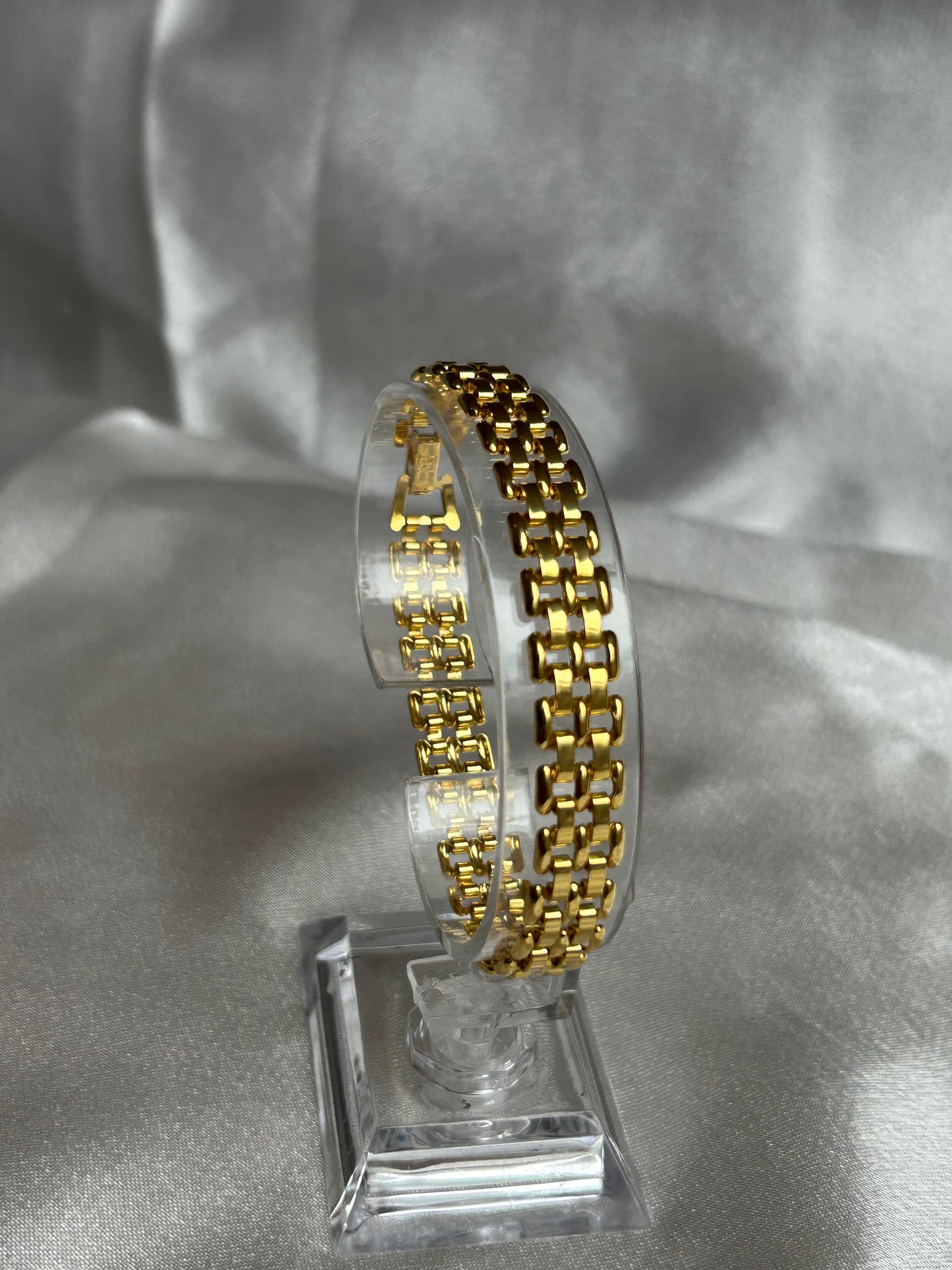 Bracelet vintage grosse maille YR doré