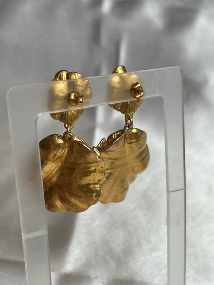 Boucles d’oreilles vintage pendantes dorées