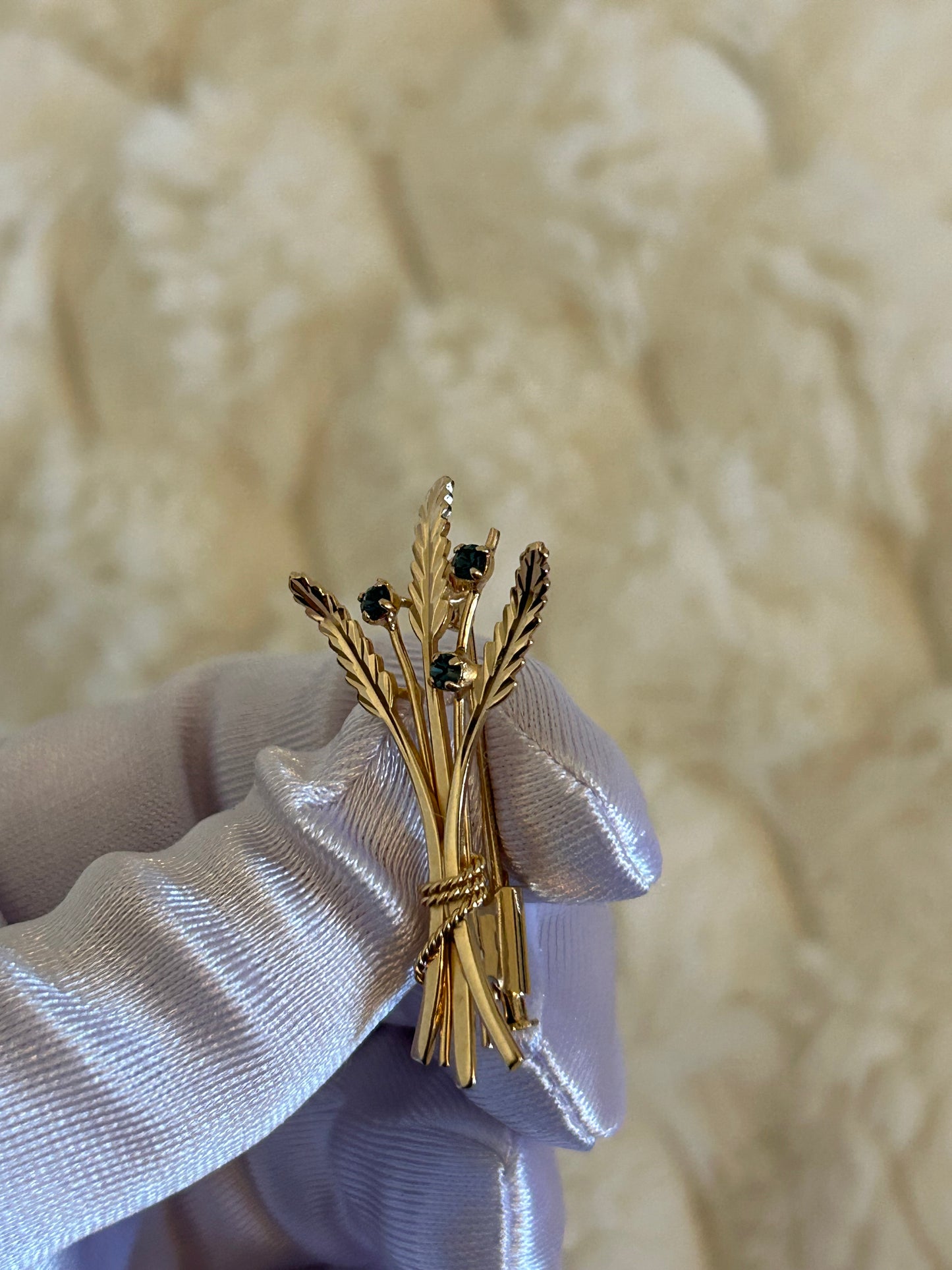 Splendide broche en plaqué or épis de blé