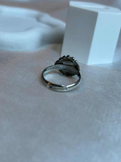 Bague vintage galaxy argenté brillant taille ajustable