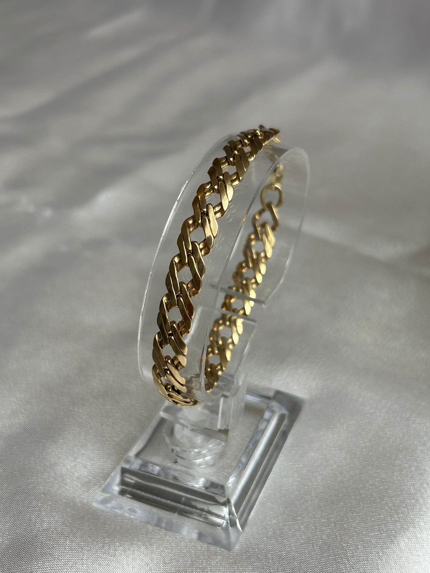 Bracelet style maille anglaise en plaqué or grosses mailles plates