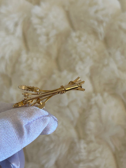 Splendide broche en plaqué or épis de blé