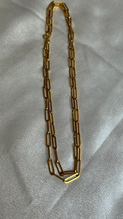 Collier sautoir vintage mailles rectangles doré