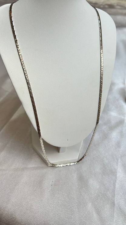 Collier vintage mailles plates argenté