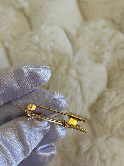 Splendide broche en plaqué or épis de blé