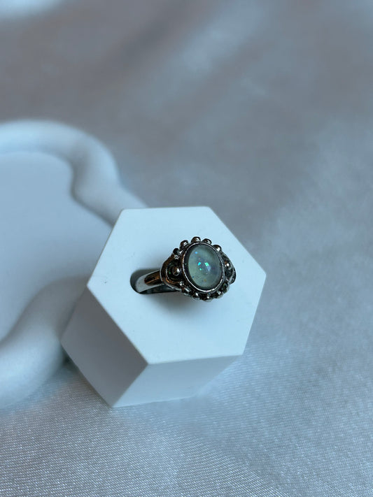 Bague vintage galaxy argenté brillant taille ajustable