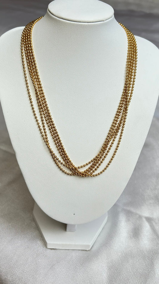 Splendide collier vintage boules doré signé motivex