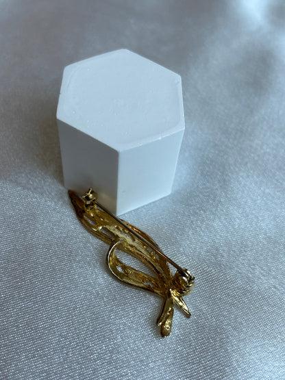 Broche vintage doré à perle femme