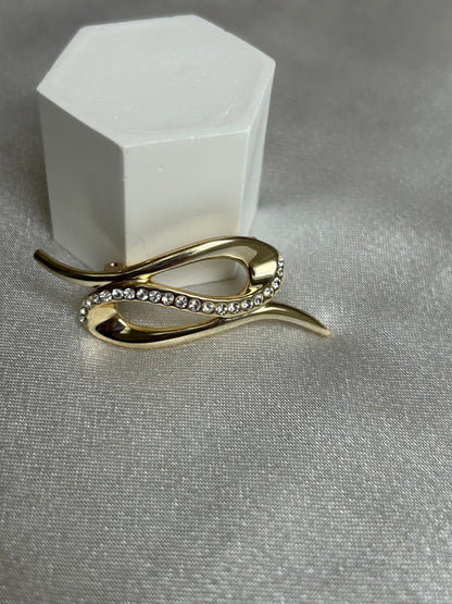 Broche vintage doré et strass signée « A »