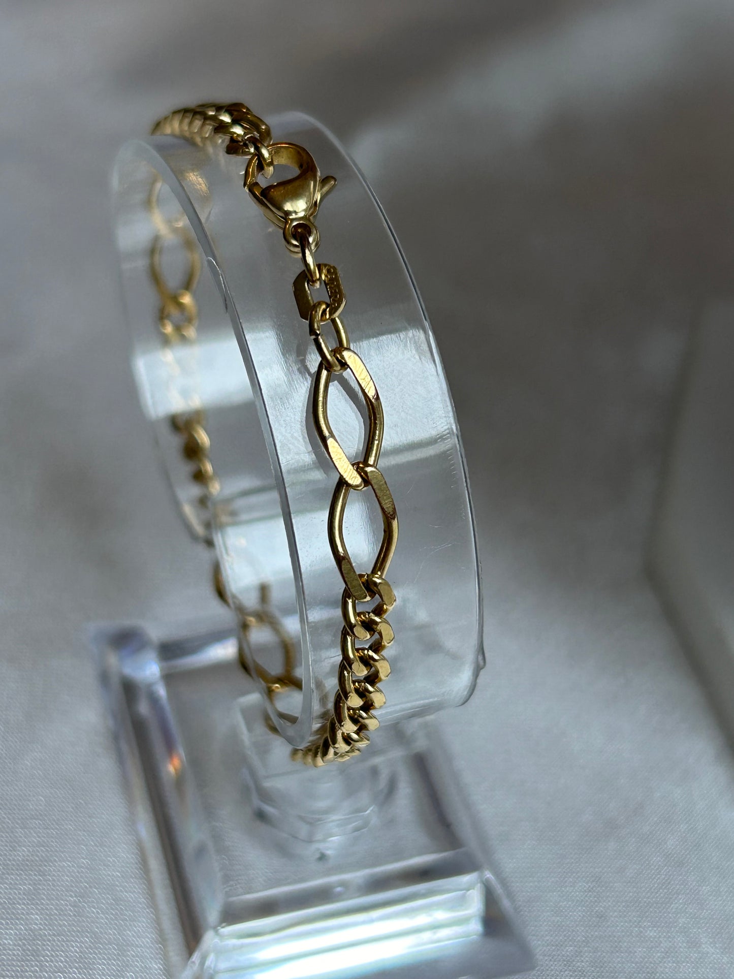 Parure vintage en plaqué or collier et bracelets 3 ovales entrelacées