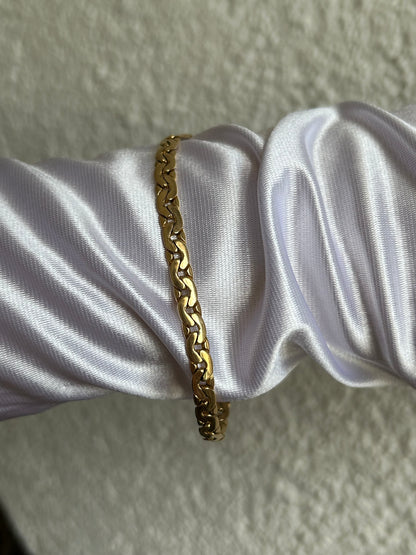 Splendide bracelet maille plates plaqué or d’occasion