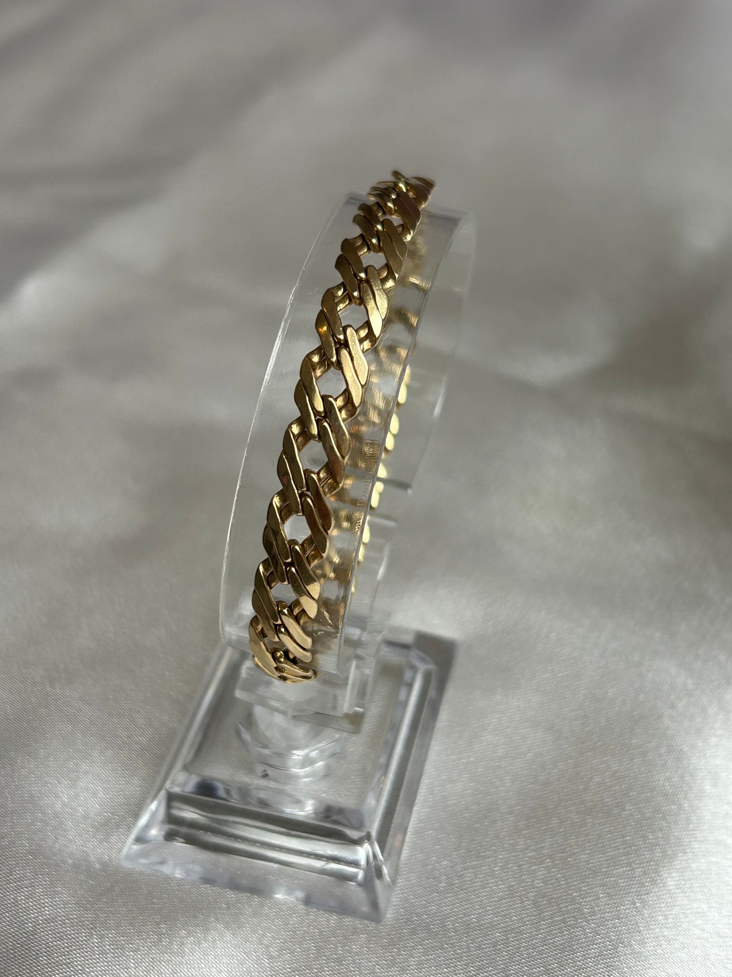 Bracelet style maille anglaise en plaqué or grosses mailles plates