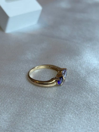 Bague femme doré et pierres violettes taille 60