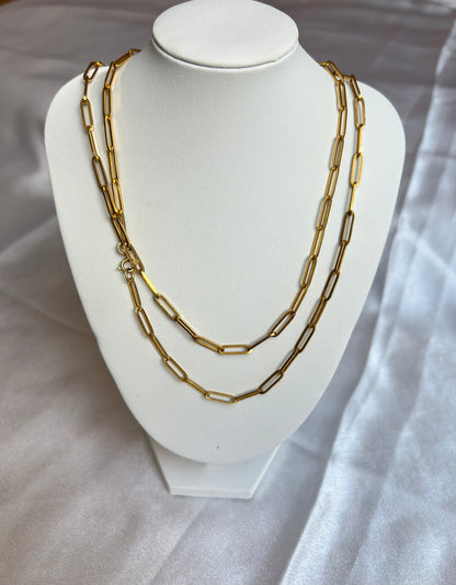 Collier sautoir vintage mailles rectangles doré