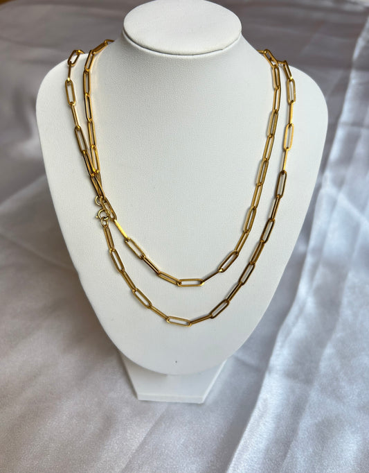 Collier sautoir vintage mailles rectangles doré