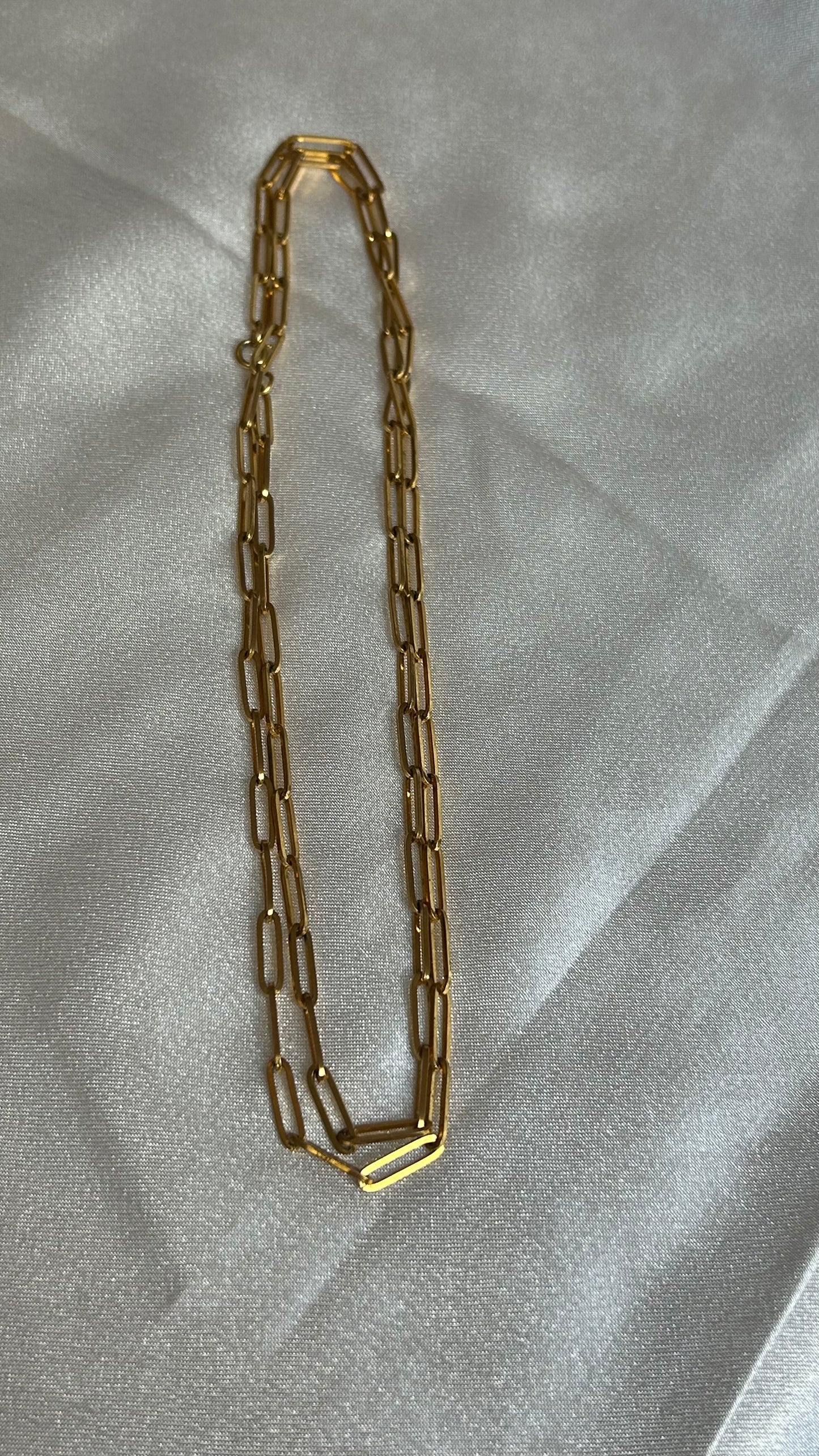 Collier sautoir vintage mailles rectangles doré