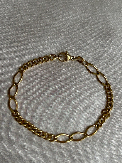 Parure vintage en plaqué or collier et bracelets 3 ovales entrelacées