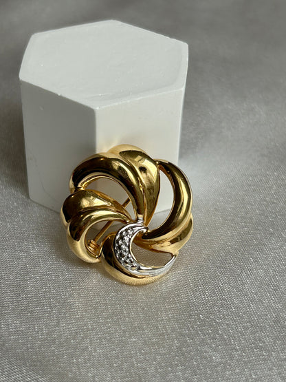 Broche plaqué or bicolore fleur