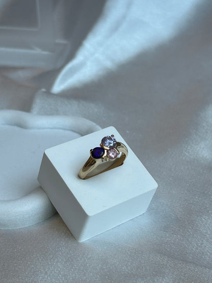 Bague femme doré et pierres violettes taille 60