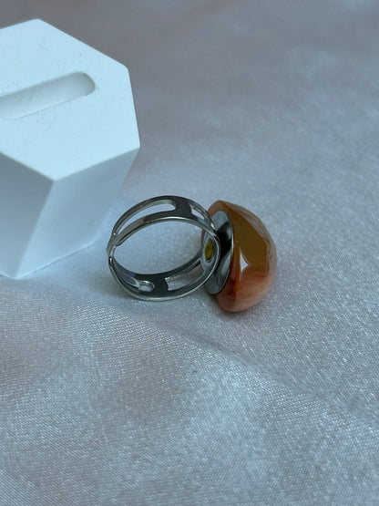 Bague vintage ajustable et pierre brune