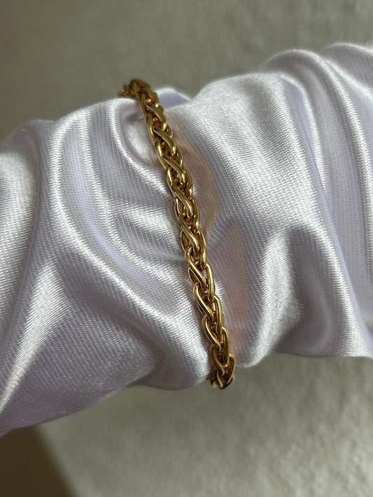 Splendide bracelet en plaqué or d’occasion maille palmier