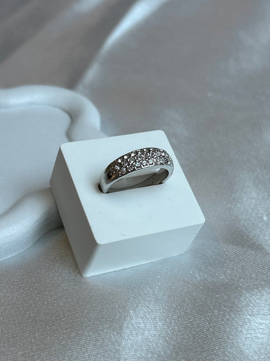 Bague argenté et strass femme taille 58