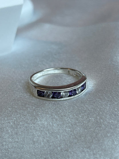 Bague strass violet et transparent taille 57