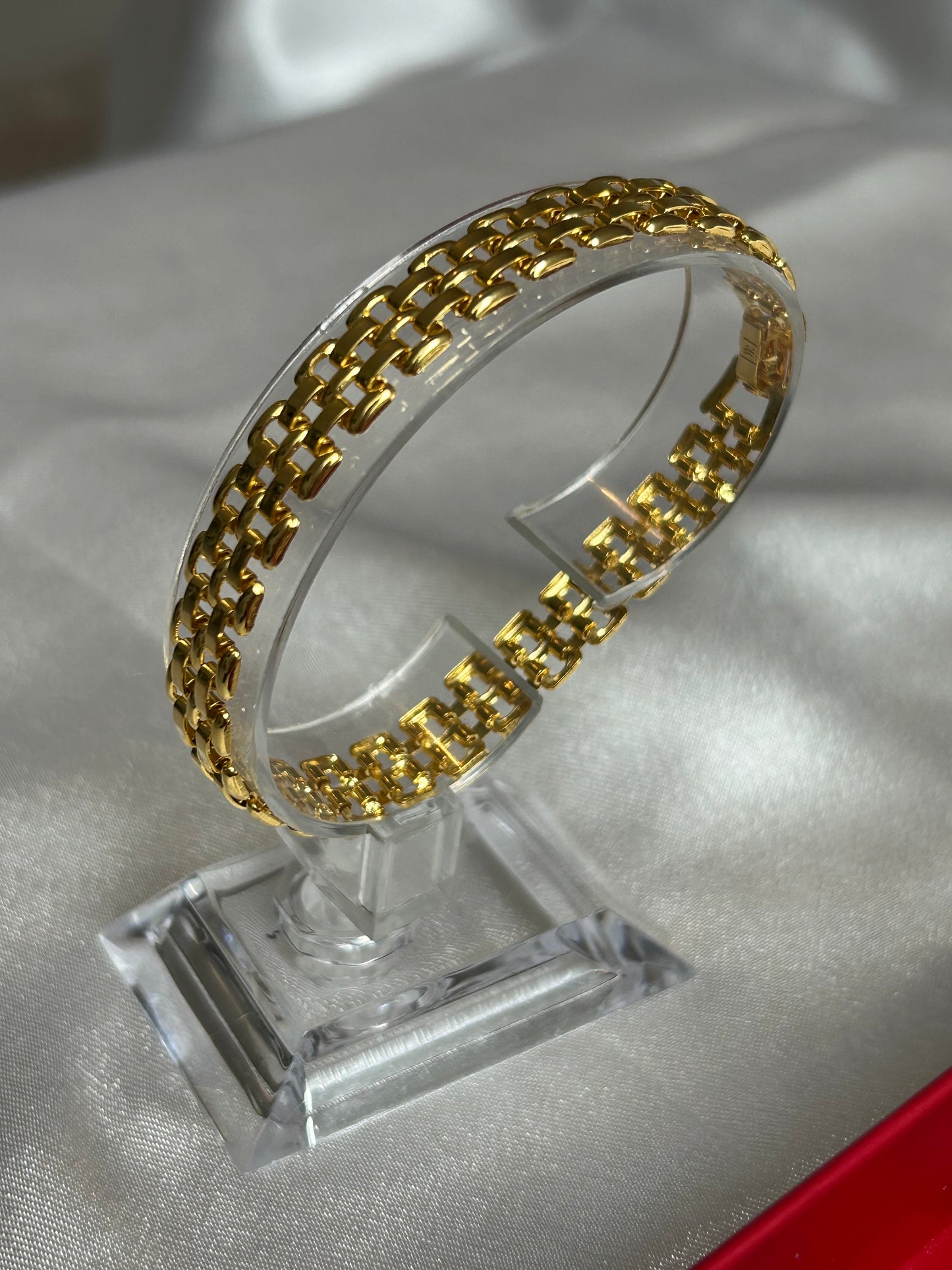 Bracelet vintage grosse maille YR doré