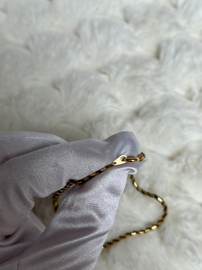 Jolie collier chaîne vintage torsadé noir et doré