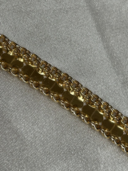 Bracelet vintage plaqué or femme ciselé
