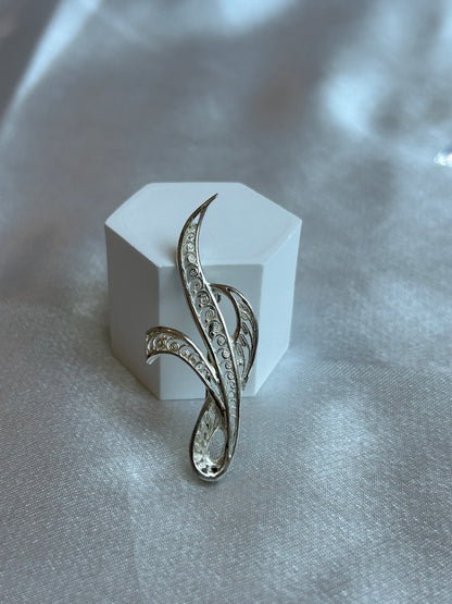 Broche vintage argenté scintillante