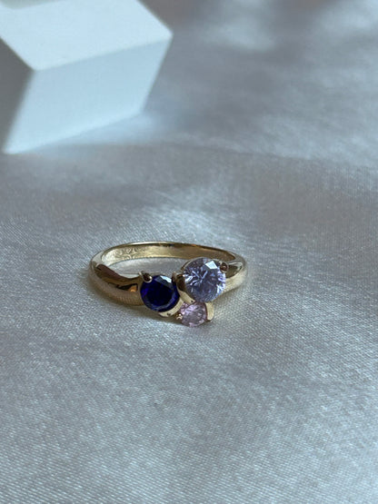 Bague femme doré et pierres violettes taille 60