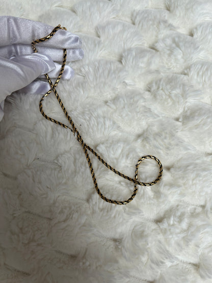 Jolie collier chaîne vintage torsadé noir et doré