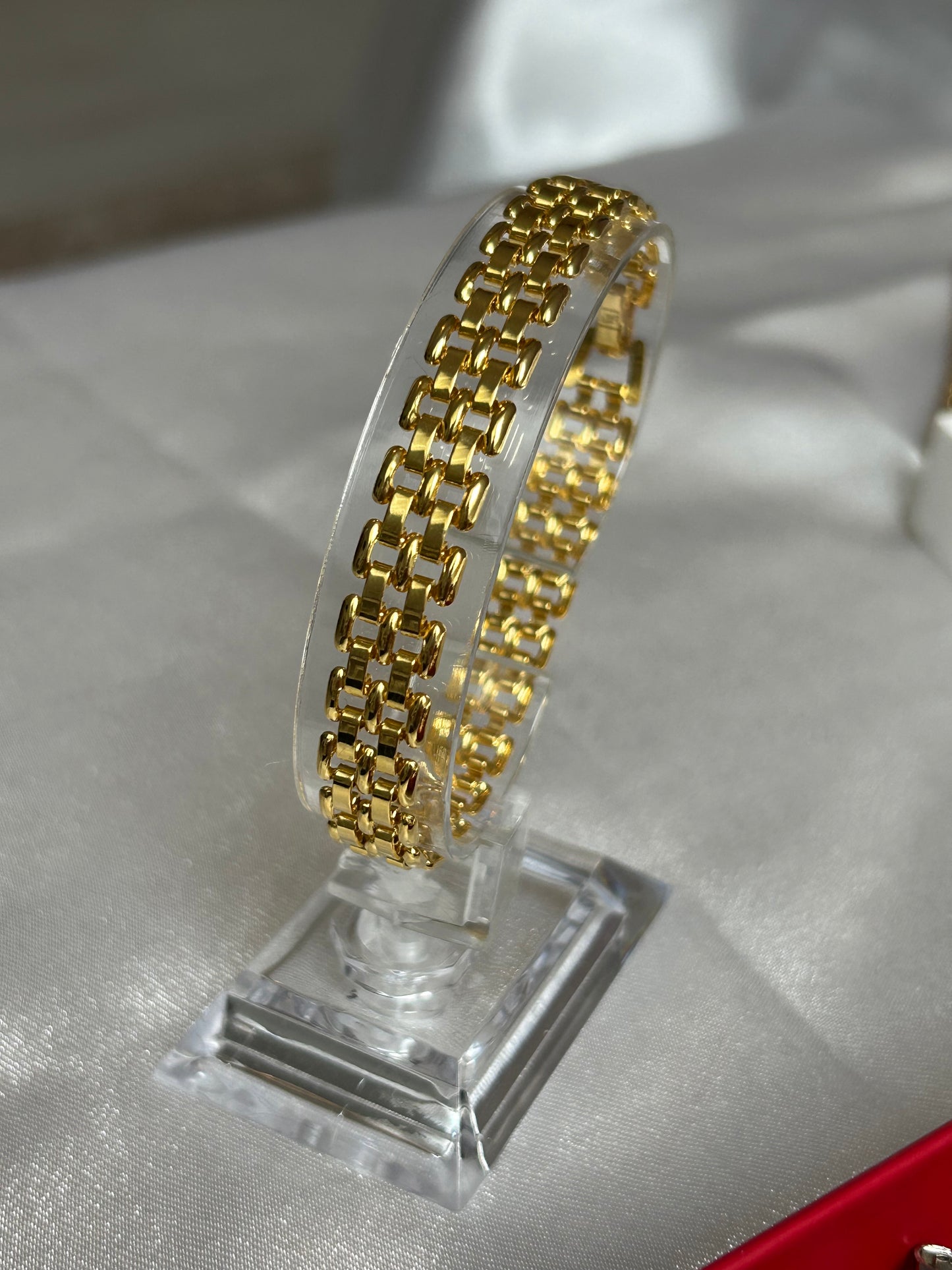 Bracelet vintage grosse maille YR doré