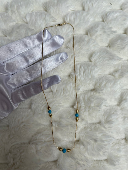 Collier vintage doré et bleu fantaisie