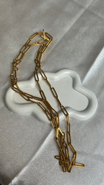 Collier sautoir vintage mailles rectangles doré