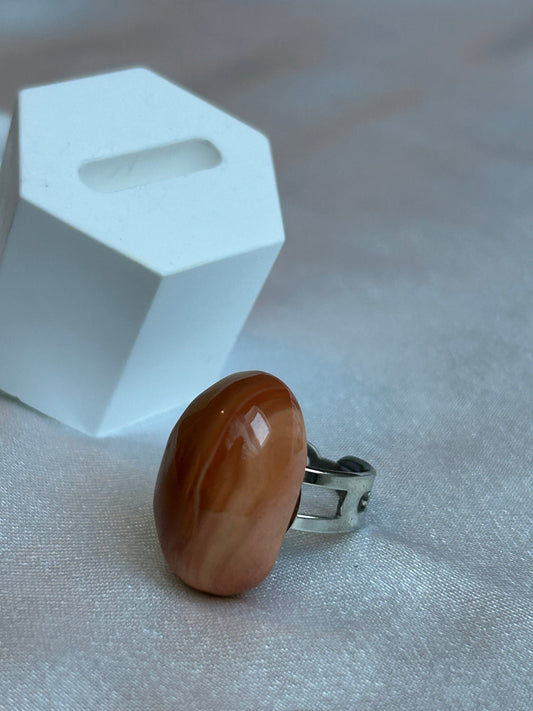 Bague vintage ajustable et pierre brune