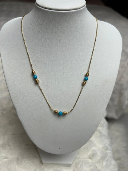 Collier vintage doré et bleu fantaisie