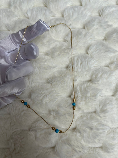 Collier vintage doré et bleu fantaisie