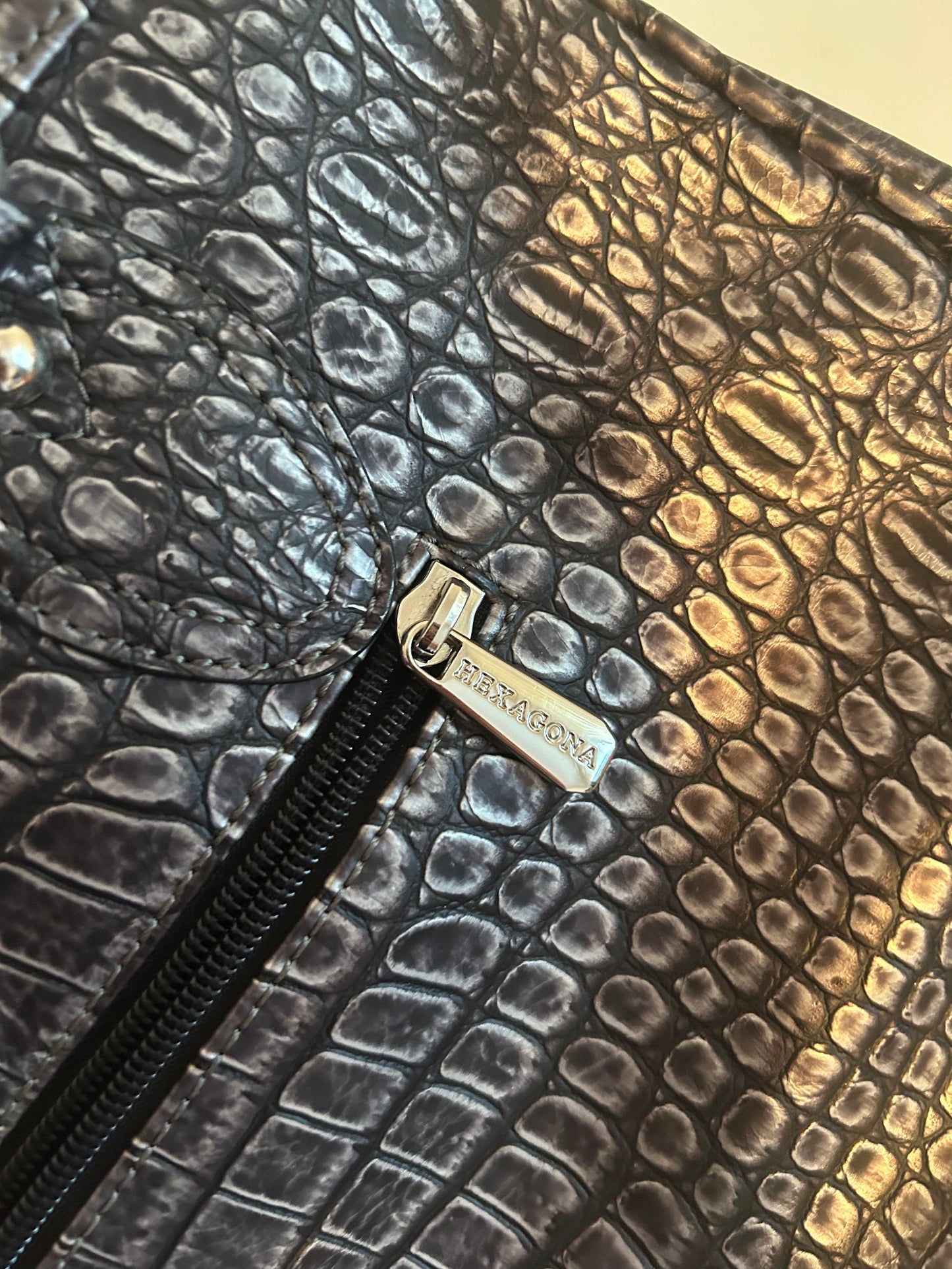 Sac vintage HEXAGONA gris noir femme