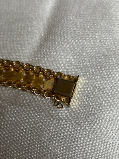 Bracelet vintage plaqué or femme ciselé