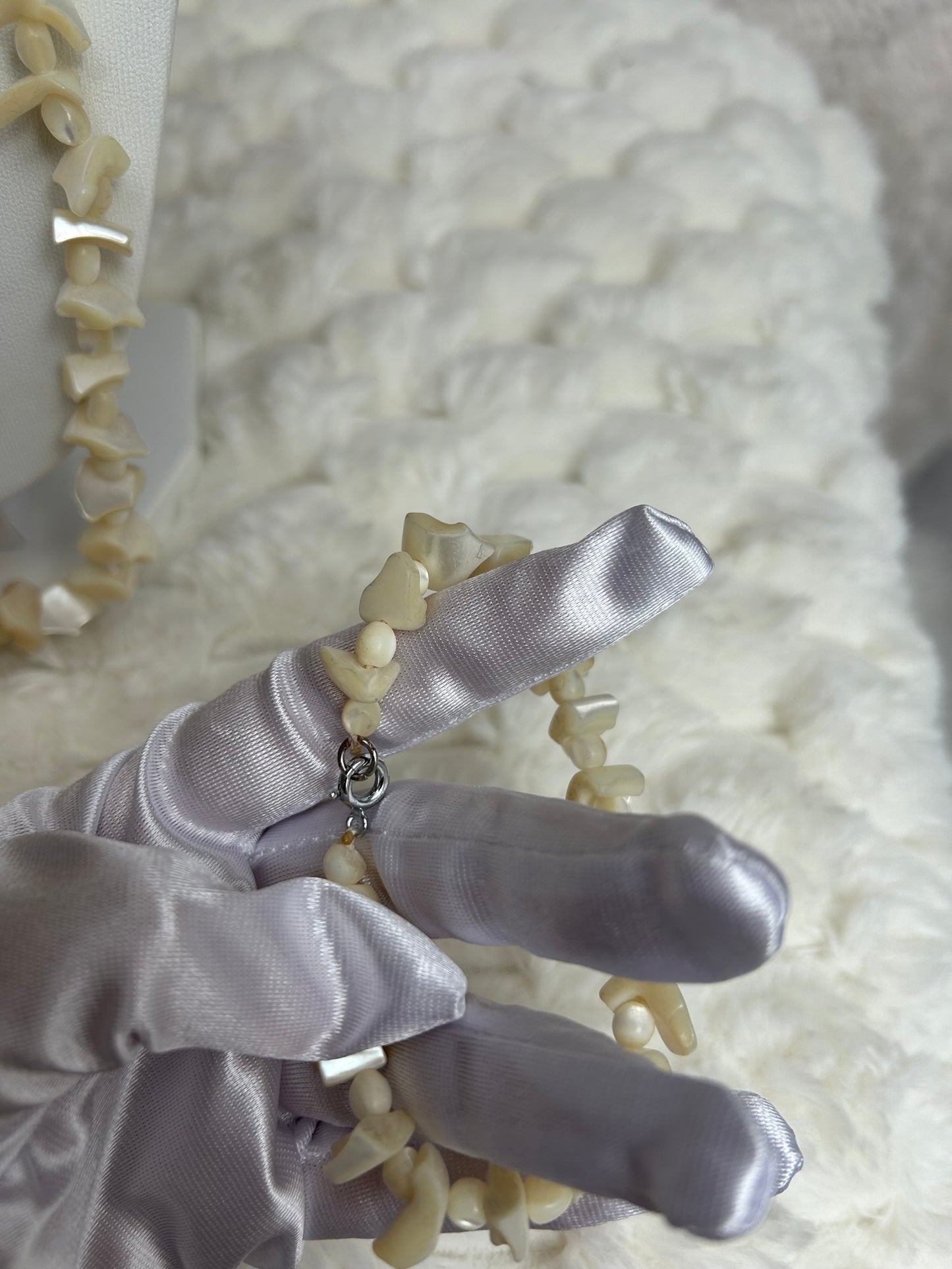 Jolie parure vintage perle nacré et fermoirs argenté