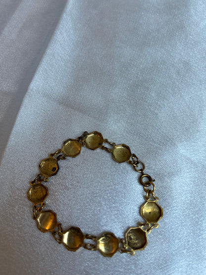 Bracelet en or de Tolède vintage femme de seconde main fleur